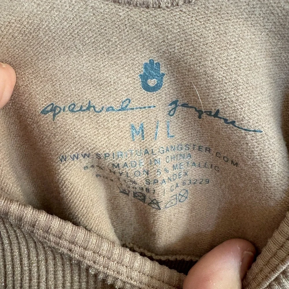 NWT Spiritual Gangster Amor Lurex metallic gold crop top size medium/large. - Picture 3 of 7